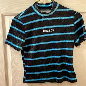 Blue And Black “TOMBOY” Shirt